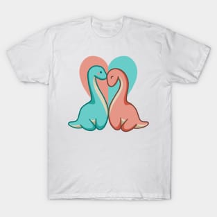 Cute long neck couple, dino, dinosaurs T-Shirt